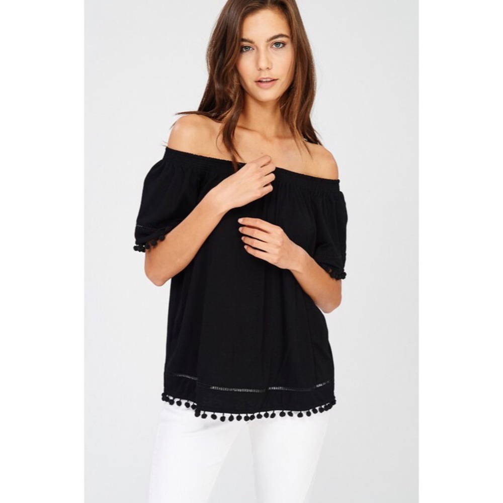 >>LAST<< Paula Pom Off The Shoulder Top - Ivory - Picture 4 of 4